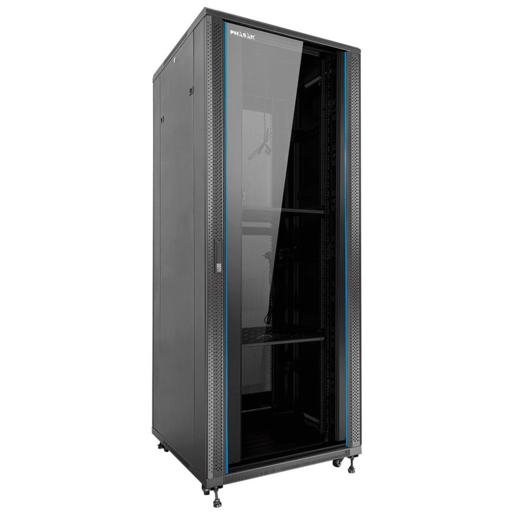 Armario rack de suelo 19 pulgadas phasak pro 37u negro 600x1000 montado pho 6137