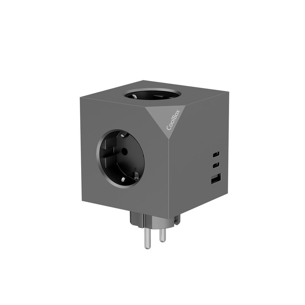 Base de enchufes coolbox cubik enchufes con carga usb c+a