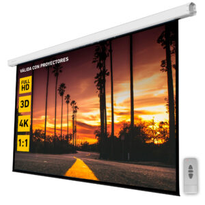 Pantalla eléctrica Phoenix 135 pulgadas, 2.4x2.4m, pared y techo, formatos 1:1/4:3/16:9, posición ajustable, carcasa blanca