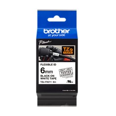Cinta laminada brother tzefx211 texto negro sobre fondo blanco - 6mm ancho - 8m longitud