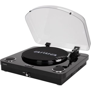 Tocadiscos bluetooth aiwa gbtur-200bk bt 6.0 33/45/78 rpm fm usb sd rec 10w rms rca negro