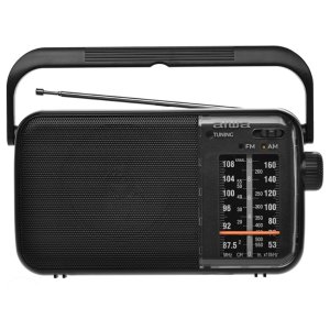 Radio analogica aiwa r-290bk am/fm altavoz 1w 9.2cm jack 3.5mm antena telescopica ac/dc negro