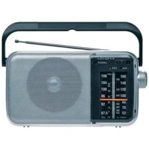 Radio analogica aiwa r-290bk am/fm altavoz 1w 9.2cm jack 3.5mm antena telescopica ac/dc plata