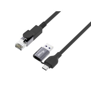 Cable adaptador de red equip usb-c + a a rj45 gigabit ethernet 1.0m negro
