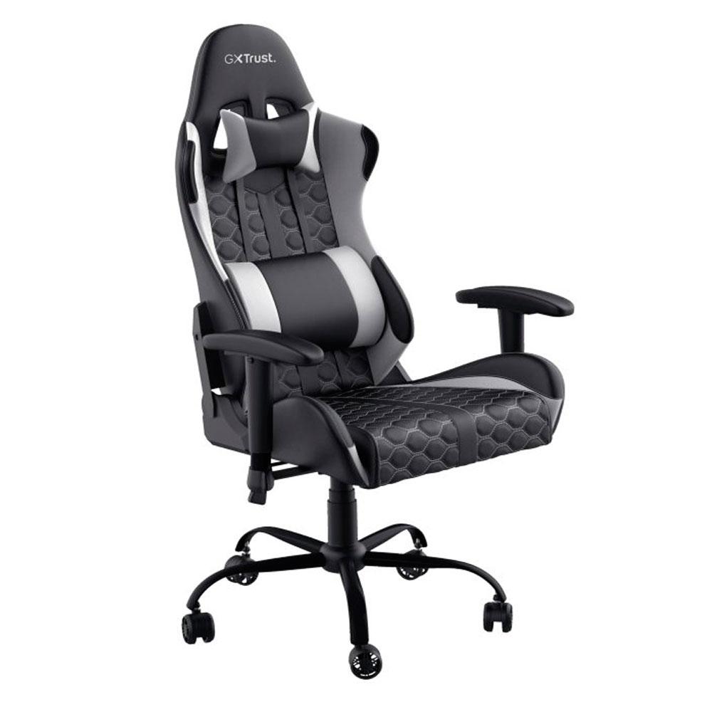 Silla trust Gaming Gxt 708W / Giratoria 360 / Respaldo ajustable / Gas Clase 4 / Hasta 150kg / Negro-Blanco
