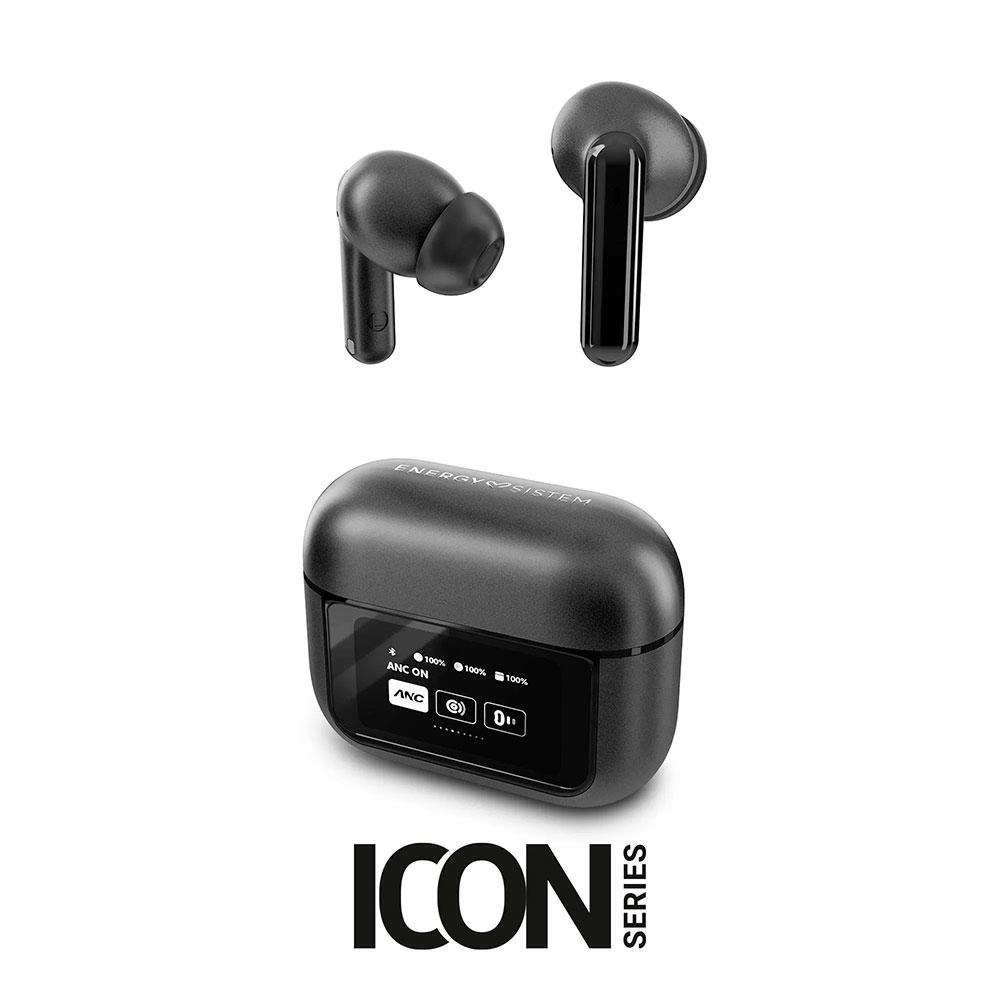 Auriculares Inalambricos Bluetooth Energy Sistem Display ANC / Cancelacion de ruido / IPX5 / Pantalla en estuche / Negro / 459179
