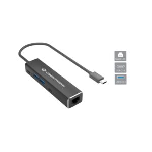 Hub Adaptador Type-C 5 en 1 Conceptronic / 2x USB3.2 / 2x USB-C / RJ-45 / ABBY13B