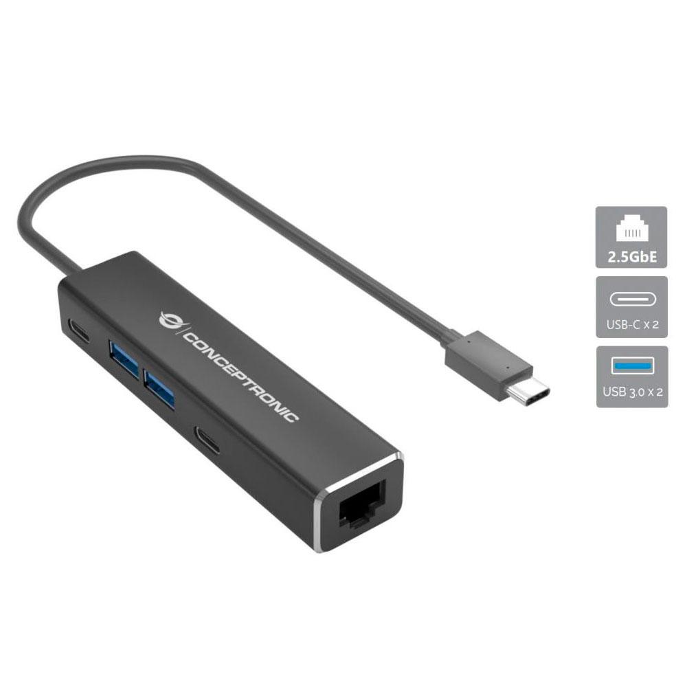 Hub Type-C a Rj45 2.5 Gigabit / 2x USB 3.2 / 2x Type-C 3.2 / Conceptronic / ABBY14B