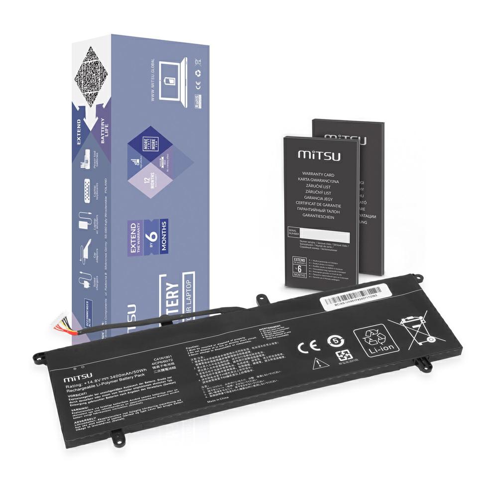 Batería compatible para portátil ASUS C41N1901 14.8V 3400mAh Mitsu