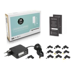 Cargador compatible para portátil universal automático 65W Type-C + 10 conectores Movano