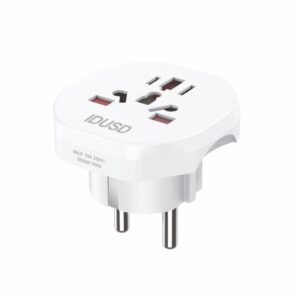 Adaptador enchufe internacional de viaje a Europa / Blanco / IDUSD / D01B
