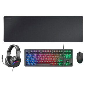 Combo Teclado TKL + Raton RGB + Alfombrilla XXL+ Headset FRGB / Mars gaming MCP-RGB3 / H-Mech Red / 3200dpi / Negro