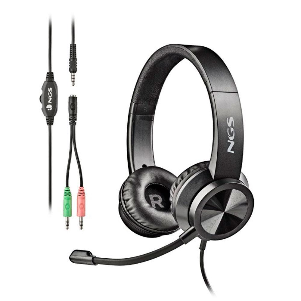 Auriculares con Microfono ajustable NGS MSX 11 PRO / Jack 3.5mm / Adaptador doble Jack / Negro / MSX11PRO