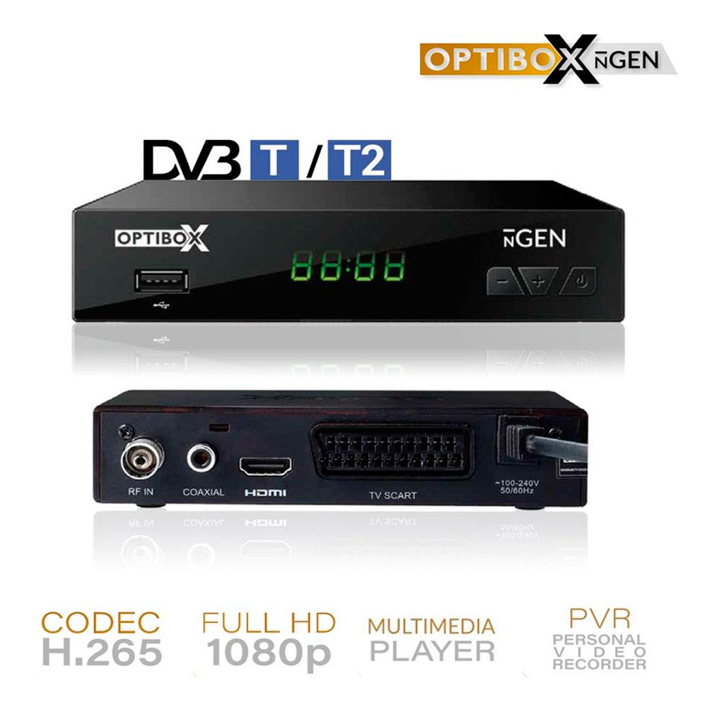 TDT HD Optibox NGEN / FullHD 1080p / DVB-T2 HD / H.265-HEVC / HDMI / SCART / USB Multimedia - Reg.
