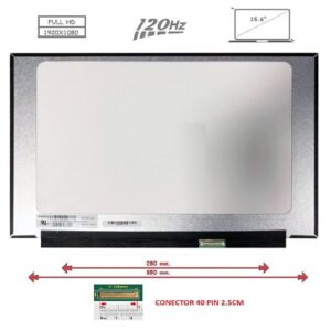 Pantalla compatible para portátil LED 15.6" SLIM 40 Pines FULL HD Sin Brackets 120 Hz