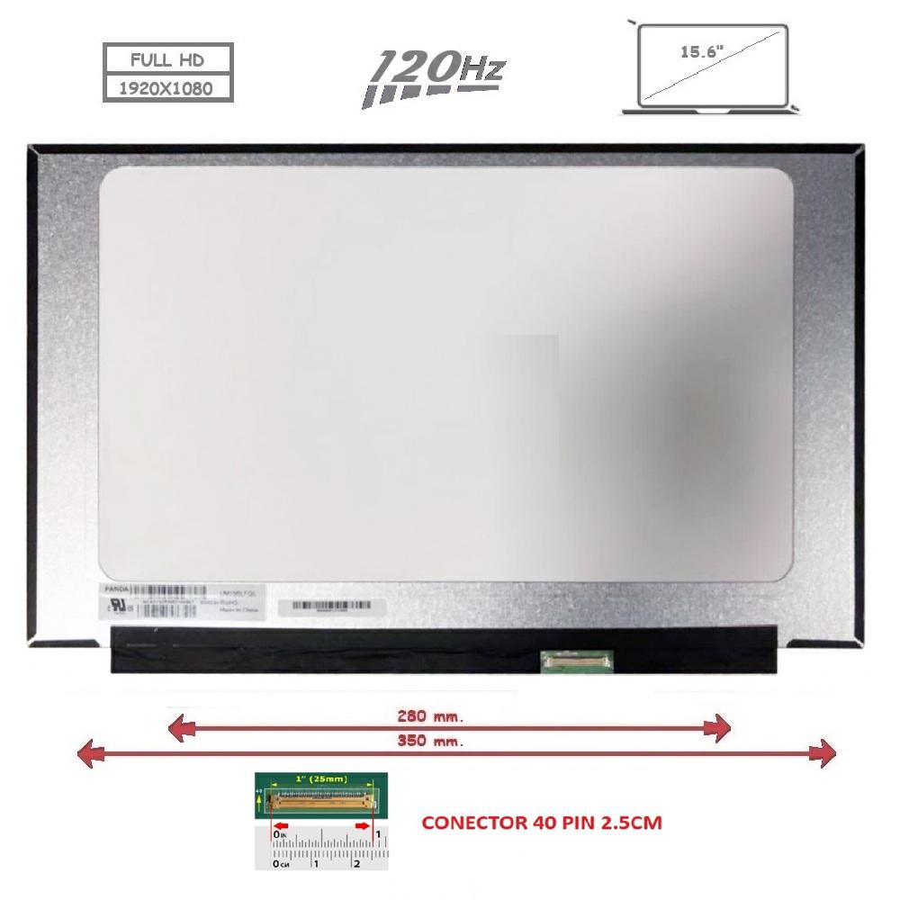 Pantalla compatible para portátil LED 15.6" SLIM 40 Pines FULL HD Sin Brackets 120 Hz