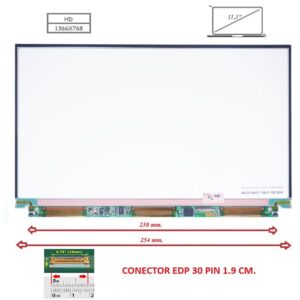 Pantalla compatible para portátil LED 11.1" SLIM 30 Pines Sin brackets