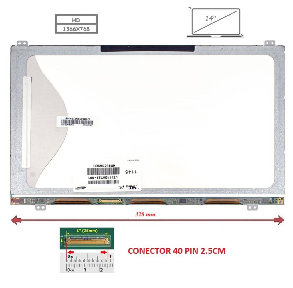 Pantalla compatible para portátil LED 14" SLIM 40 Pines HD Con Brackets