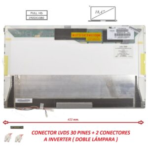 Pantalla compatible para portátil LCD 18.4" 30 Pines FULL HD Doble Lámpara