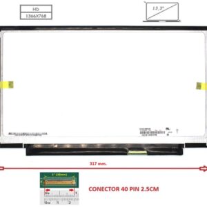 Pantalla compatible para portátil LED 13.3" SLIM 40 Pines HD Brackets Laterales