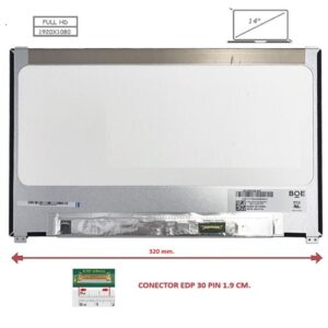 Pantalla compatible para portátil LED 14" SLIM 30 Pines FULL HD Brackets inferiores