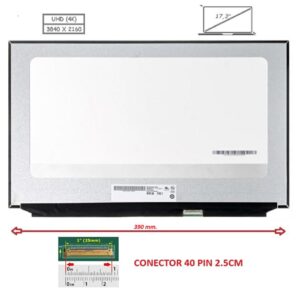 Pantalla compatible para portátil LED 17.3" SLIM 40 Pines UHD Sin Brackets