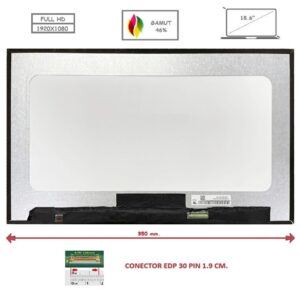 Pantalla compatible para portátil LED 15.6" SLIM 30 Pines FULL HD Sin Reborde Gamut 46%