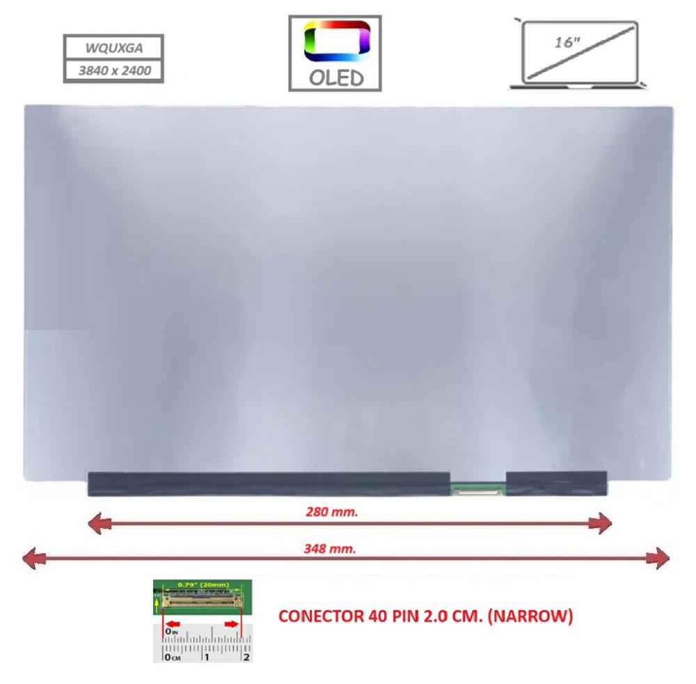 Pantalla compatible para portátil OLED 16" SLIM 40 Pines WQUXGA Sin Brackets
