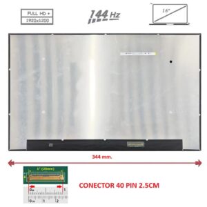 Pantalla compatible para portátil LED 16" SLIM 40 Pines FULL HD+ Sin Brackets 144 Hz