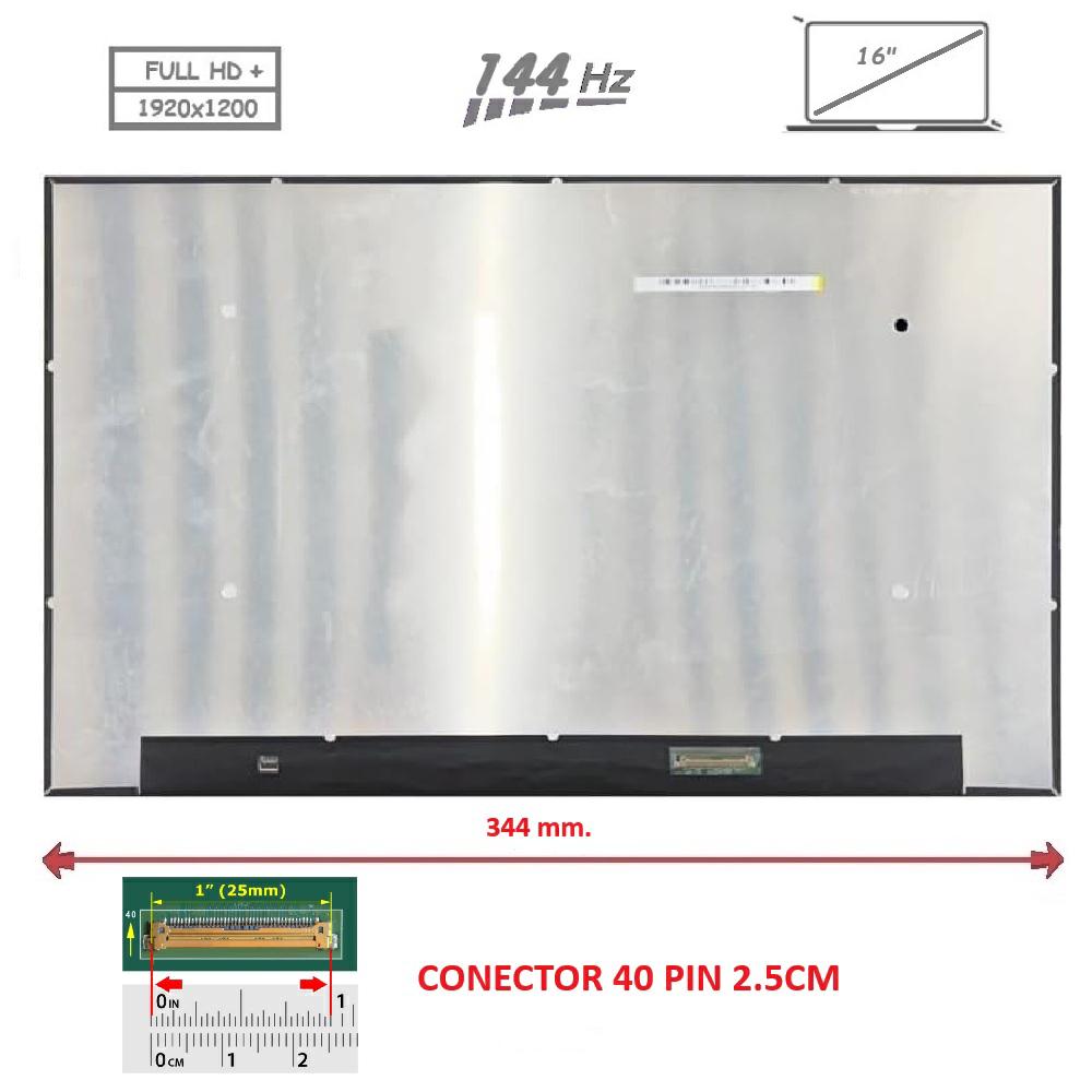Pantalla compatible para portátil LED 16" SLIM 40 Pines FULL HD+ Sin Brackets 144 Hz