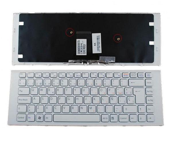 Teclado compatible para portátil SONY Vaio vpc-ea blanco con marco