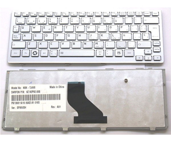Teclado compatible para portátil TOSHIBA Mini nb200 / nb255 / nb300 / nb305 plata