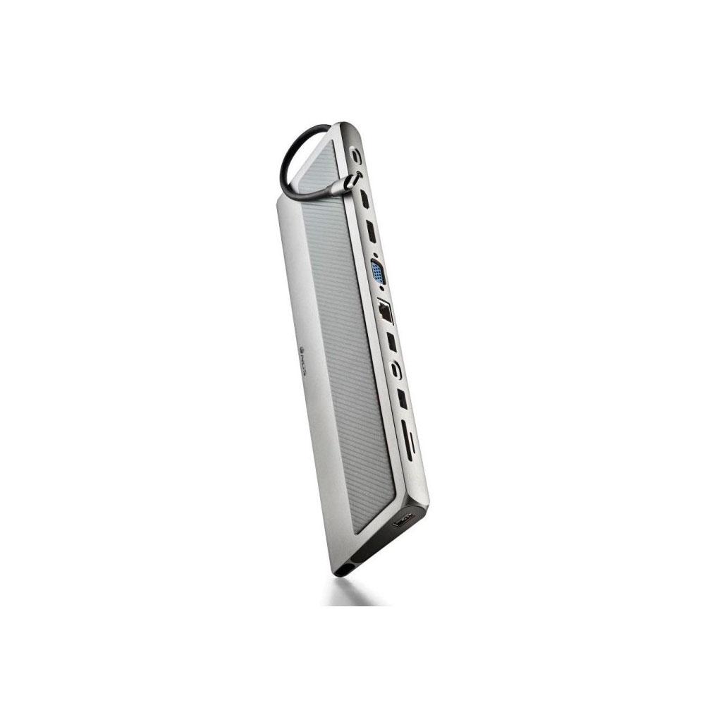 Docking USB Tipo-C NGS WonderDock 12 Pro / 3xUSB / 2xHDMI 4K / 1xVGA / 1xRJ45 / L.Tarjetas / Jack 3.5 / USB Tipo-C 100 W PD/ Gris / WONDERDOCK12PRO