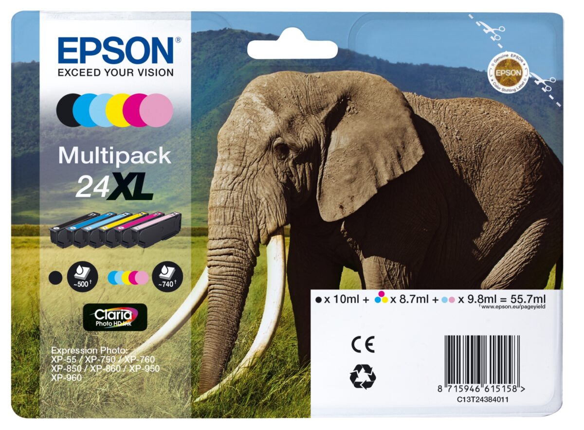 Tinta original epson t2438 xl multipack c13t24384011